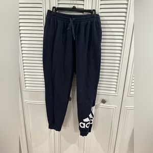 Men Adidas Navy Blue Sweatpants with White Logo